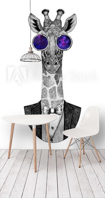 Picture of Camelopard giraffe Hipster animal Hand drawn image for tattoo emblem badge logo patch